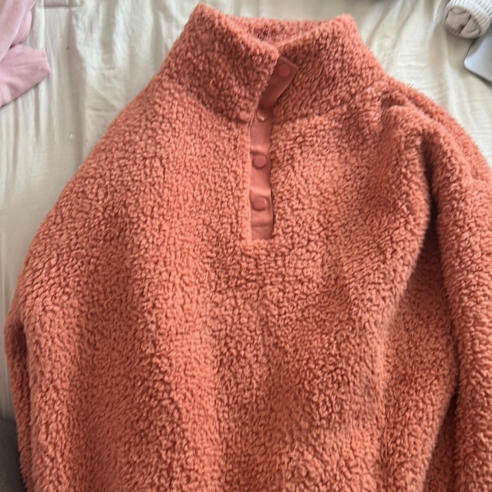 Large fuzzy pink sweater